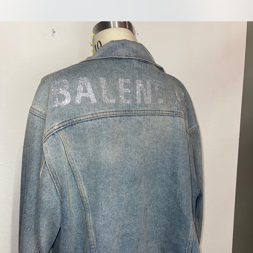 Balenciaga Blue Denim Jacket with Silver Accents